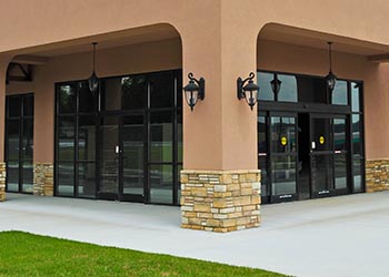 store front with tinted windows