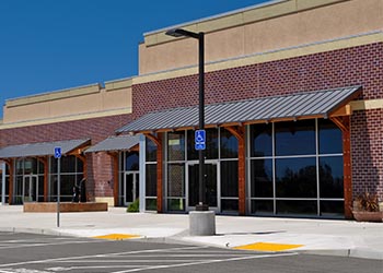 a store front with tinted windows